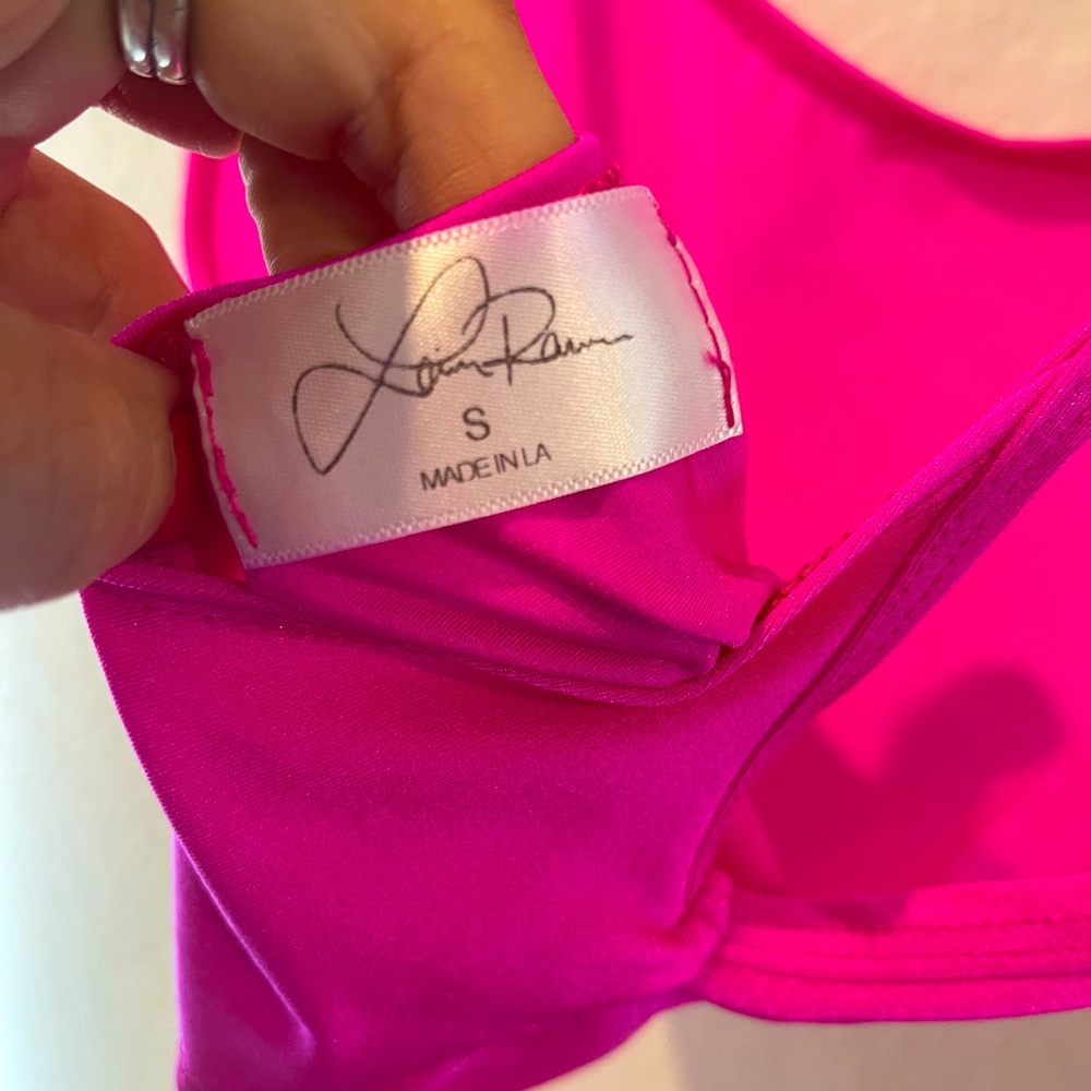 Laina Rauma pink spaghetti strap thong swimsuit Sm - Picture 13 of 14